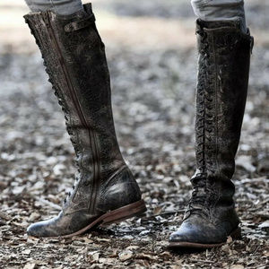 Bed Stu Della Tall Lace Up Boots Size 8.5 Blck lux